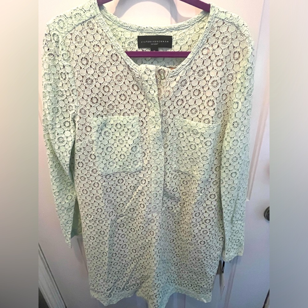 NWT Women’s Victoria Beckham x Target Mint Lace Shift Dress, Size XL